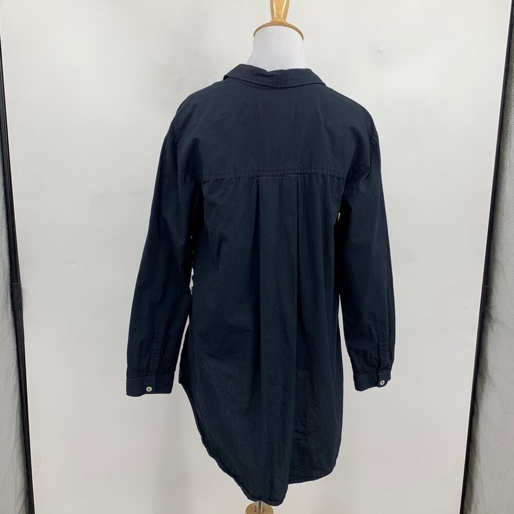 Anthropologie Shirt Women S Small Black Collared Popover Side Buttons Oversized - Picture 5 of 9